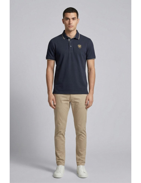 Blauer polo con profilo in contrasto Damon 26sblut02288-007479 [f5de77ec]
