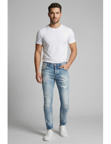 Drop Season 2 jeans in denim di cotone con rotture SS26D02 [43294c15]