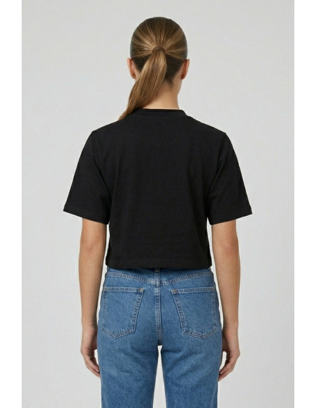 Drop Season 2 t-shirt cropped in cotone con logo strass SS26W526 [46bc4dfa]