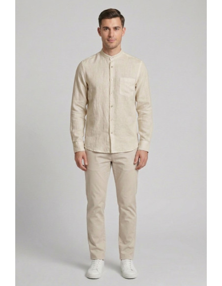 Urban Ring camicia coreana in misto lino e cotone UR1130002 [f34f1669]