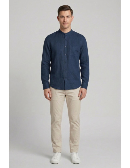 Urban Ring camicia coreana in misto lino e cotone UR1130002 [4c870b66]