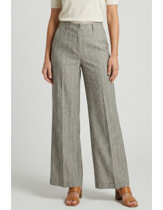 PDK pantalone flare a righe in misto lino e viscosa 057042 [85fef6e8]