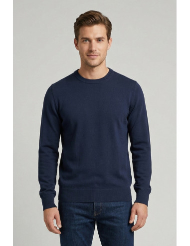 Nerovago maglia girocollo in cotone con toppe 660081-NV [36d7f49b]