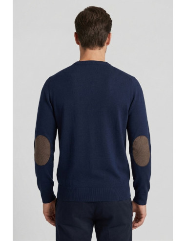 Nerovago maglia girocollo in cotone con toppe 660081-NV [eff1b796]