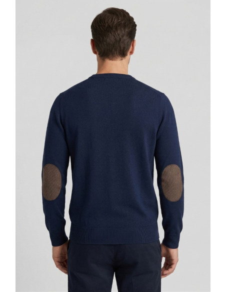 Nerovago maglia girocollo in cotone con toppe 660081-NV [eff1b796]
