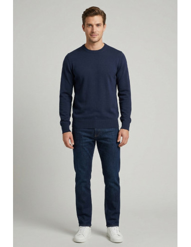 Nerovago maglia girocollo in cotone con toppe 660081-NV [58ec7692]