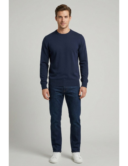 Nerovago maglia girocollo in cotone con toppe 660081-NV [58ec7692]