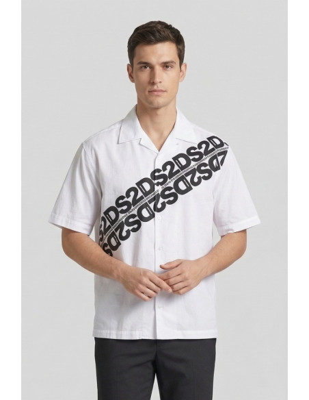 Drop Season 2 camicia collo bowling con stampa logo SS26260 [fdcd0cab]