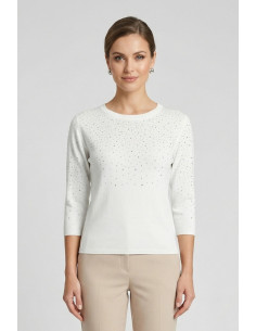 Sheis maglia girocollo con strass e manica 3/4 DS6150 [06493f3b]