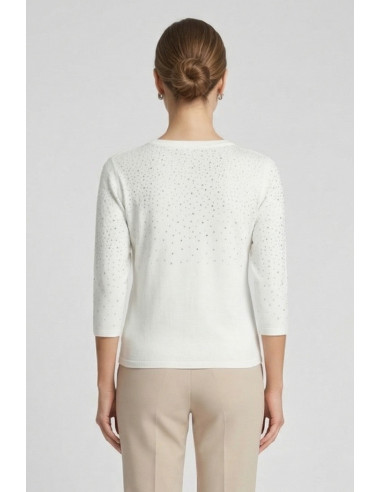 Sheis maglia girocollo con strass e manica 3/4 DS6150 [df6f7c36]