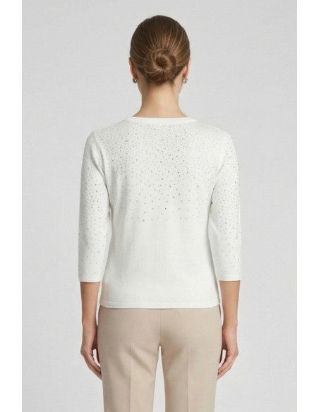Sheis maglia girocollo con strass e manica 3/4 DS6150 [df6f7c36]