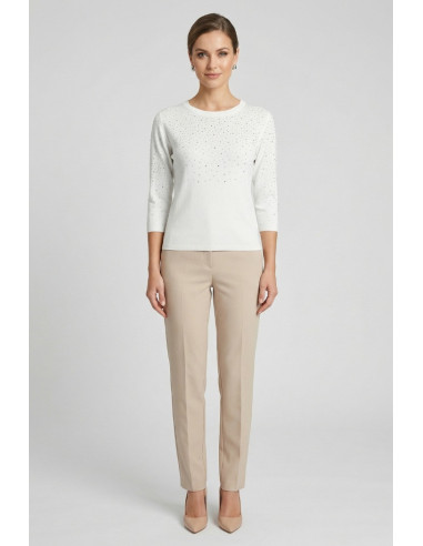 Sheis maglia girocollo con strass e manica 3/4 DS6150 [6872bd32]