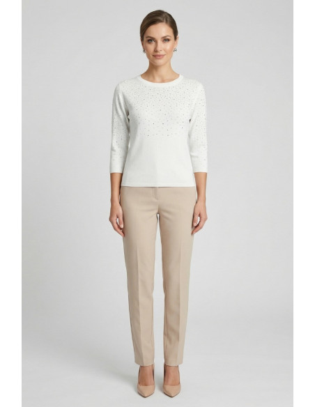 Sheis maglia girocollo con strass e manica 3/4 DS6150 [6872bd32]