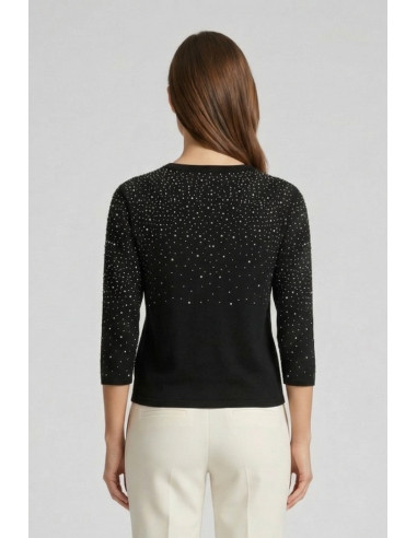 Sheis maglia girocollo con strass e manica 3/4 DS6150 [f46dc4ba]