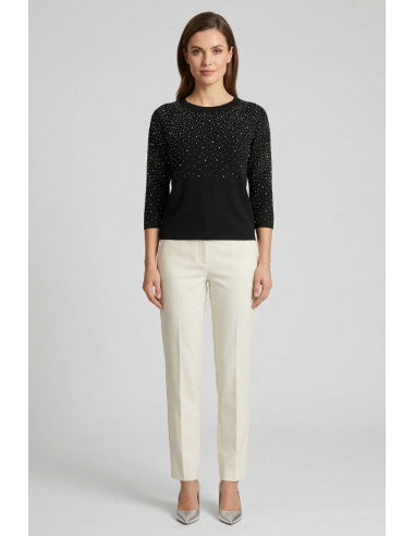 Sheis maglia girocollo con strass e manica 3/4 DS6150 [437005be]