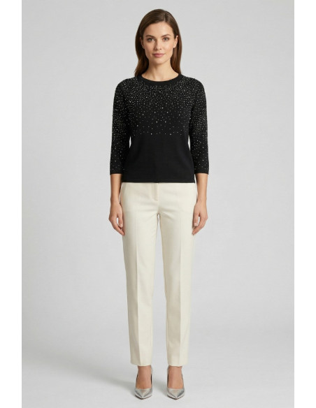 Sheis maglia girocollo con strass e manica 3/4 DS6150 [437005be]
