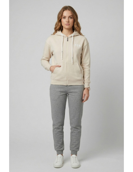 Icon felpa cappuccio in cotone stretch con mini logo IDF002 [740c5112]