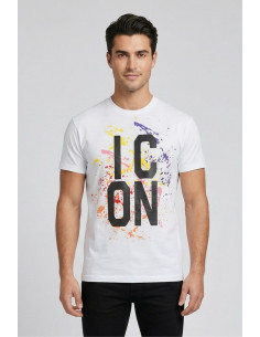 Icon t-shirt in cotone con stampa logo multicolor IUT038 [eda89d48]