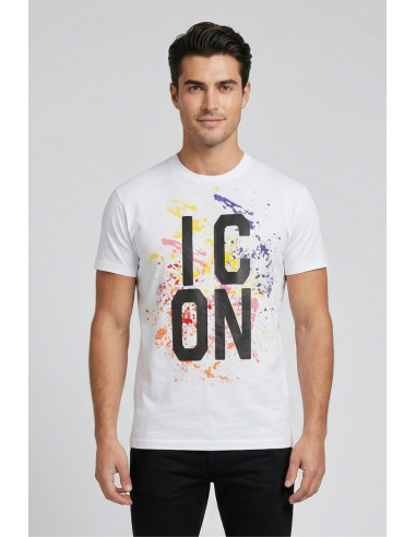 Icon t-shirt in cotone con stampa logo multicolor IUT038 [eda89d48]