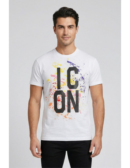 Icon t-shirt in cotone con stampa logo multicolor IUT038 [eda89d48]