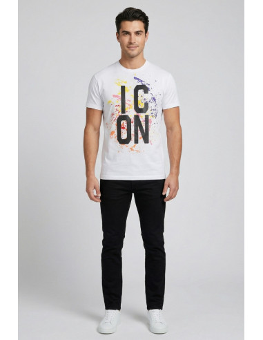 Icon t-shirt in cotone con stampa logo multicolor IUT038 [83931f41]