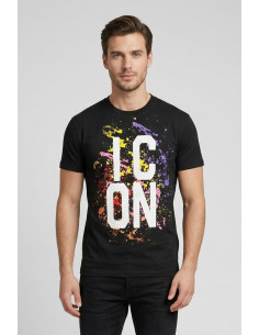 Icon t-shirt in cotone con stampa logo multicolor IUT038 [c6aa25c4]