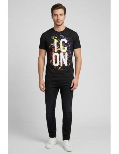 Icon t-shirt in cotone con stampa logo multicolor IUT038 [a891a7cd]
