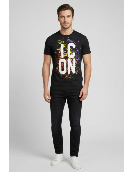 Icon t-shirt in cotone con stampa logo multicolor IUT038 [a891a7cd]