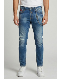 Icon jeans slim fit in denim con mini logo Rhode Island IUD010 [1005ac34]