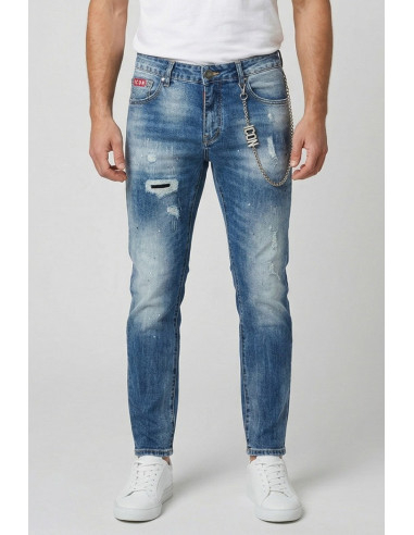 Icon jeans slim fit in denim con mini logo Rhode Island IUD013 [c106bba2]