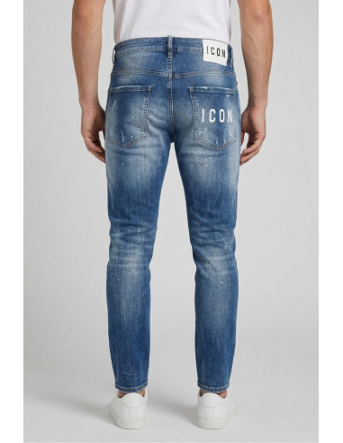 Icon jeans slim fit in denim con mini logo Rhode Island IUD013 [1820f8af]