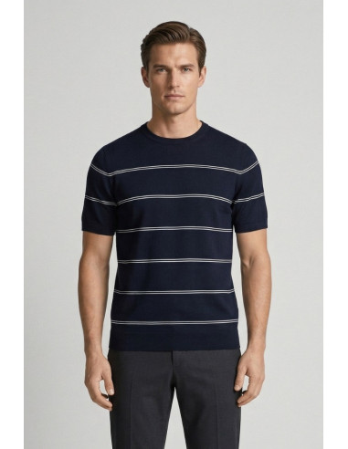 Nerovago maglia girocollo mezza manica a righe 661041-NV [d6e254f7]