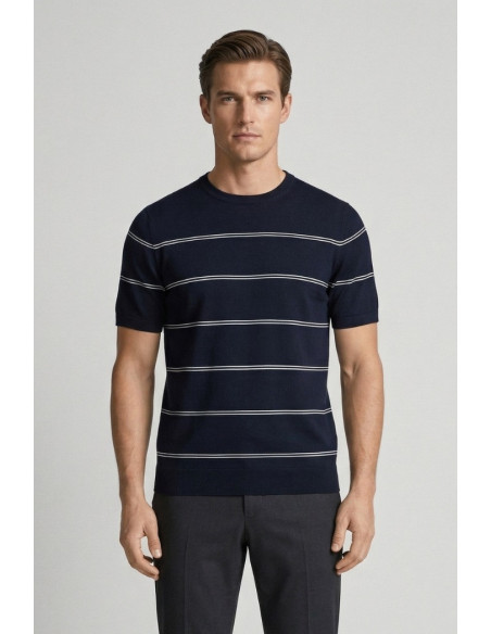 Nerovago maglia girocollo mezza manica a righe 661041-NV [d6e254f7]