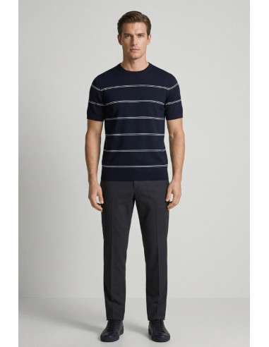Nerovago maglia girocollo mezza manica a righe 661041-NV [b8d9d6fe]