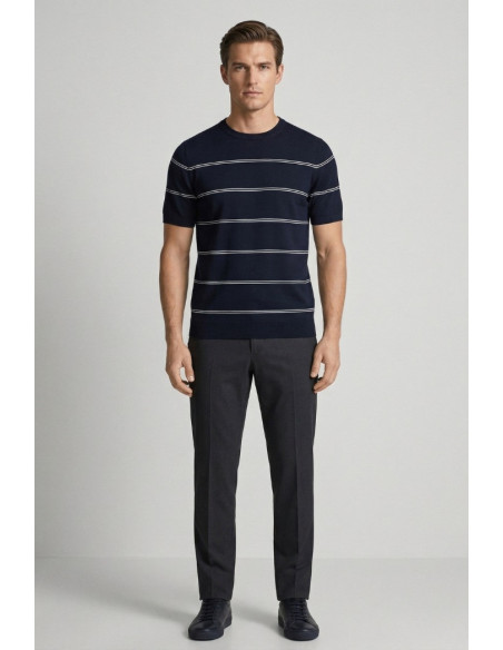 Nerovago maglia girocollo mezza manica a righe 661041-NV [b8d9d6fe]