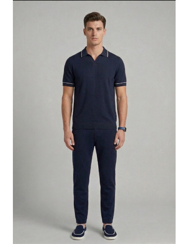 Nerovago polo maglia con collo derby e contrasti 661033-NV [21a6f99c]