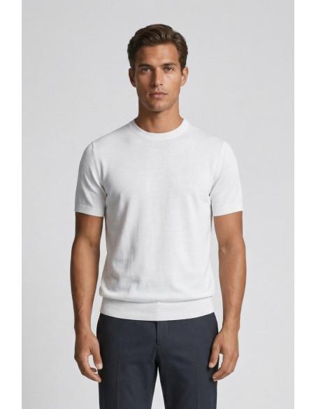 Nerovago maglia girocollo in lino e cotone 661261-NV [14e8814a]