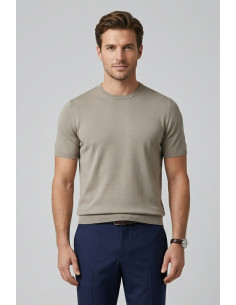 Nerovago maglia girocollo in crepe di cotone extra fine 661001-NV [010891b9]