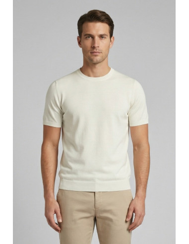 Nerovago maglia girocollo in crepe di cotone extra fine 661001-NV [25de36b0]