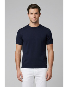 Nerovago maglia girocollo in crepe di cotone extra fine 661001-NV [bec08cb6]