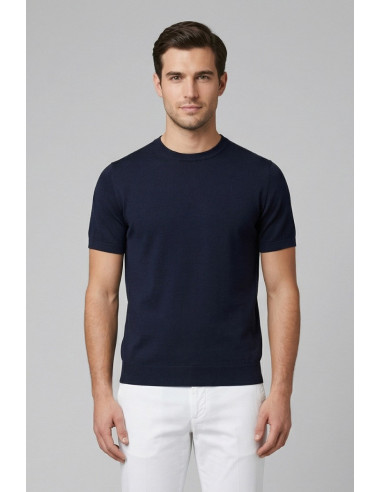 Nerovago maglia girocollo in crepe di cotone extra fine 661001-NV [bec08cb6]
