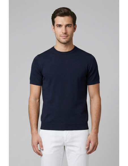 Nerovago maglia girocollo in crepe di cotone extra fine 661001-NV [bec08cb6]