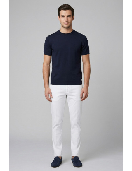 Nerovago maglia girocollo in crepe di cotone extra fine 661001-NV [d0fb0ebf]