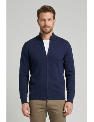 Nerovago cardigan full zip in cotone 660016-NV [9e9e6c03]