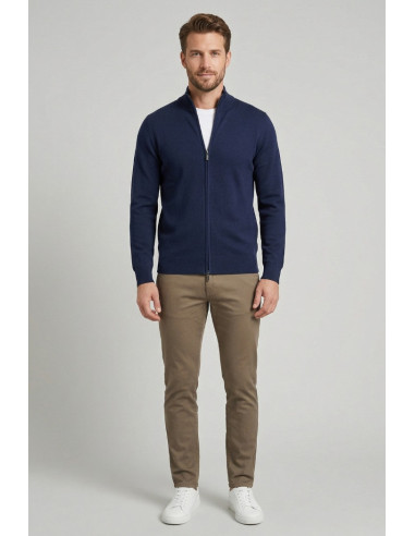 Nerovago cardigan full zip in cotone 660016-NV [f0a5ee0a]
