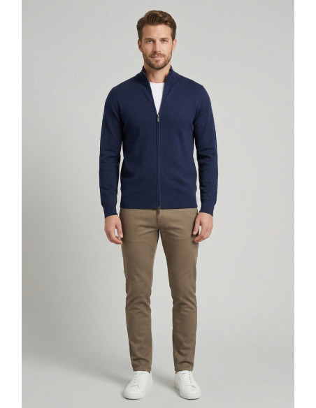 Nerovago cardigan full zip in cotone 660016-NV [f0a5ee0a]