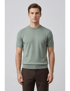 Nerovago maglia girocollo mezza manica in cotone 660101-NV [fb684346]