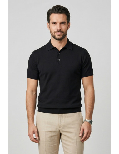 Nerovago polo maglia in cotone extra fine con bottoni 661003-NV [1fb4d973]