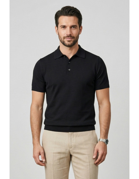 Nerovago polo maglia in cotone extra fine con bottoni 661003-NV [1fb4d973]
