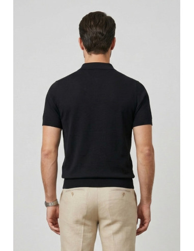 Nerovago polo maglia in cotone extra fine con bottoni 661003-NV [c6929a7e]